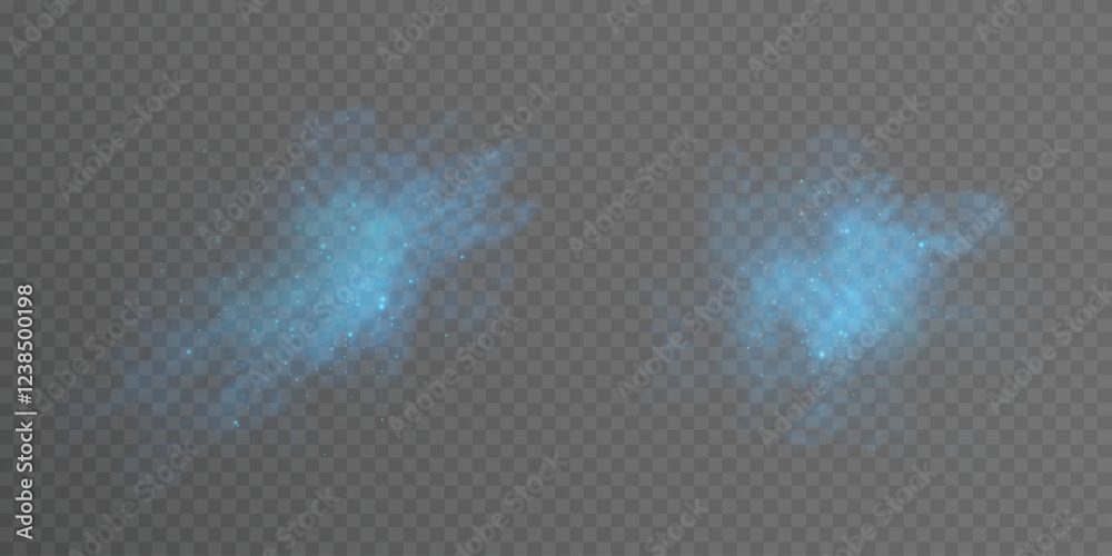 Poster blue transparent nebula vector background. colorful smoke smog on a transparent background. vector