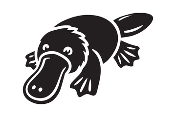 Platypus Silhouette Icon Australian Wildlife Vector