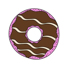 Kawaii Donut Clipart: Doodle Donut Clipart: Colorful Donut Clipart Vector