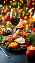 Festive dinner celebration home food photography cozy atmosphere close-up holiday feast vibes