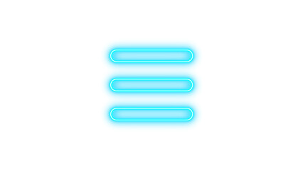 Obraz premium Neon symbol bars icon cyan color glow with transparent background