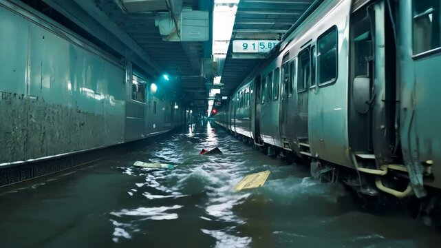Flooded Urban Passageway This is a surreal and captivating exploration of forsaken urban infrastructure and decay