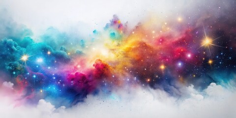 Fototapeta premium Celestial Burst A Vibrant Cosmic Nebula with Sparkling Stars and Glowing Clouds