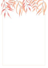 Obraz premium Minimalistic invitation template with white background and delicate autumn leaves in watercolor style