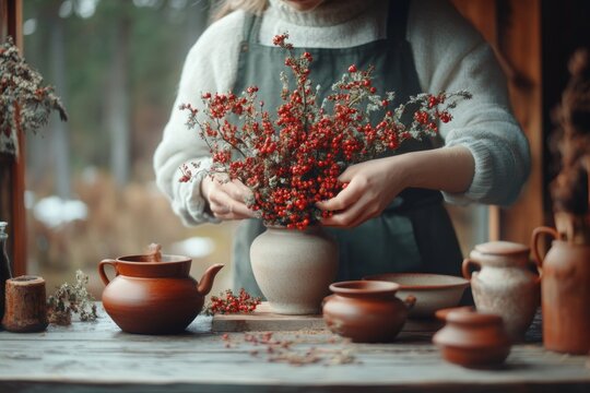 A bouquet of flowers being arranged, symbolizing the preparation for an upcoming romantic gesture