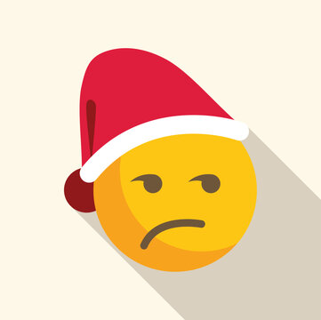 Yellow christmas emoji wearing santa hat with a disappointed expression