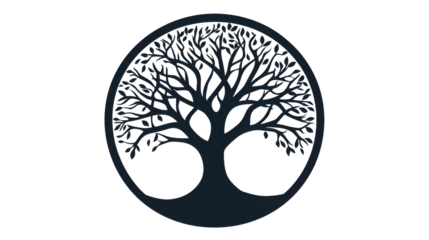 Tree of life symbol representing harmony and balance with transparent background