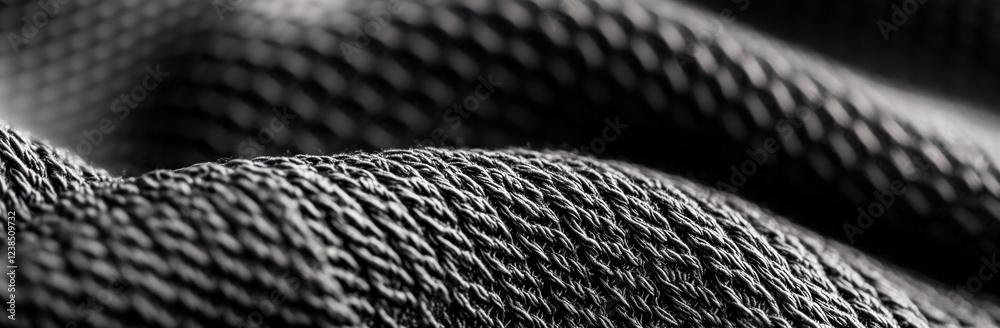 Wall mural black fabric texture creating wavy pattern, close up macro photography