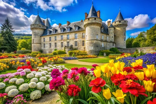 Castillo de Abbadie en primavera, Hendaya, Francia