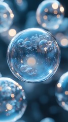 Digital technology blue and silver bubble abstract poster background