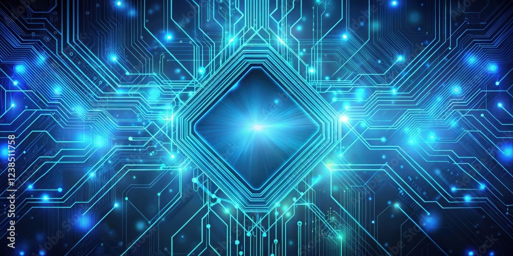 Poster Abstract Digital Circuitry Glowing Lines and Nodes Representing a Complex Network