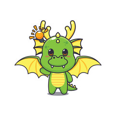 dragon mascot cartoon character vector illustration get an idea.