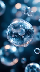 Naklejka premium Digital technology blue and silver bubble abstract poster background