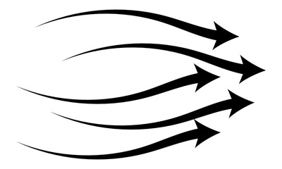 Hand drawn black arrows collection Set, simple flat curved arrows isolated on white background. Vector set of trendy long Direction arrows left and right in flat style, eps10