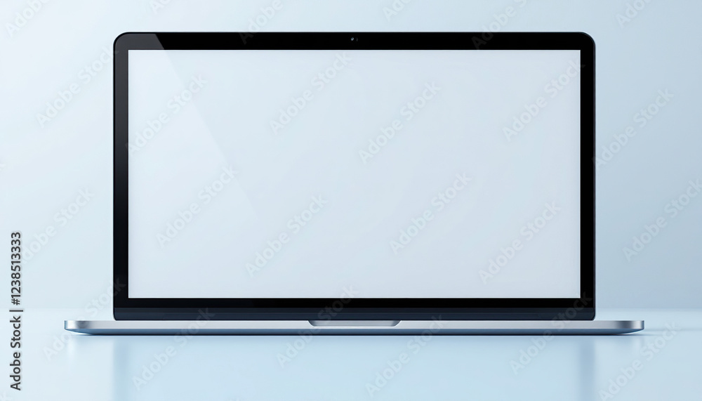 Wall mural modern laptop computer with blank screen display