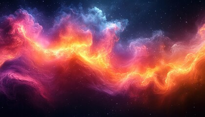 Naklejka premium Colorful nebula in space with swirling clouds and stars, for astronomy or science use