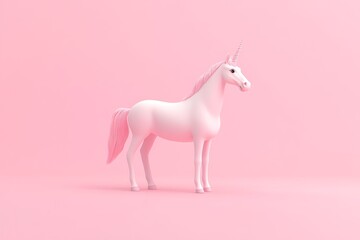 Obraz premium Charming cartoon unicorn illustration on a pastel pink background perfect for children's designs