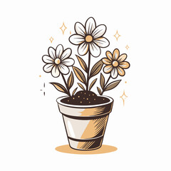 Decorative potted flowers blooming in sunlight, nature's beauty