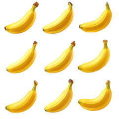 Ten Fresh Yellow Bananas on White Background for Creative Use