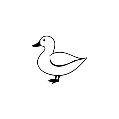 Elegant Duck Illustration: A Simple Black and White Drawing of a Duck, Perfect for Nature Lovers and Animal Enthusiasts