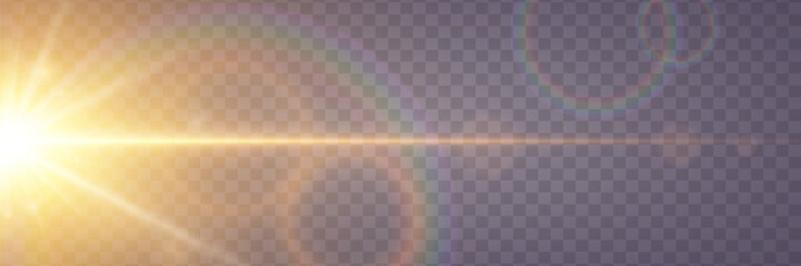 Light with rays and glare. Star explosion and flare.