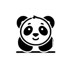 Adorable Panda Cartoon Character: Black and White Icon Design