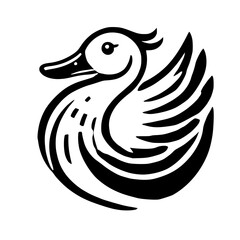 Monochrome Duck Illustration: Minimalist Bird Graphic Design