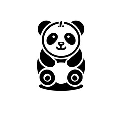 Adorable Panda Illustration: Cute Black and White Cartoon Panda Character Design