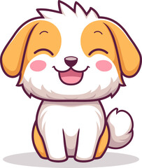 Fototapeta premium Happy cartoon puppy sitting Editable Vector on transparent background