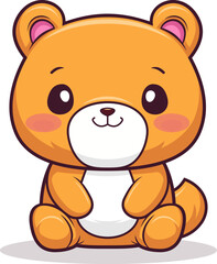Cute cartoon bear sitting Editable Vector on transparent background