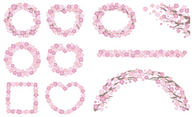 桜の花のフレームイラストセット