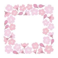 ピンク色の桜の花の四角フレーム