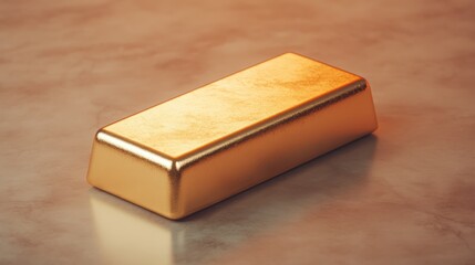 Polished Gold Bar Reflecting Warm Ambient Light Enhancing Atmosphere of Wealth and Success in Luxurious Background