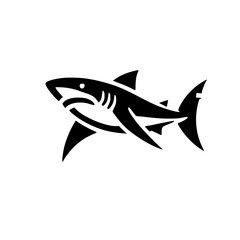 Shark Silhouette: A Bold Black and White Ocean Predator Graphic