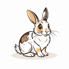 Obraz premium Cute rabbit illustration sitting quietly, whimsical charm