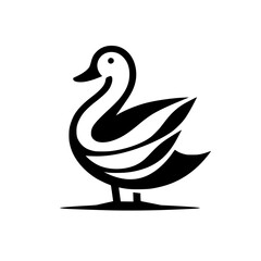 Abstract Duck Bird Vector Logo Design: Minimalist Black and White Geometric Illustration