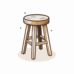 Wooden stool illustration, minimalistic design, furniture concept
