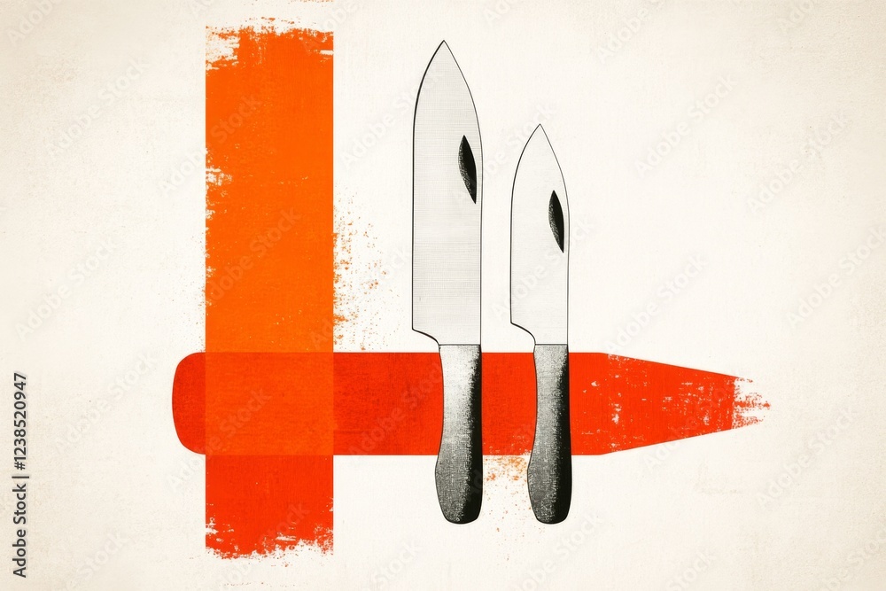 Fototapete A minimalist illustration of a Swiss Army knife with only a few clean, precise lines, symbolizing adaptability in a simple and elegant form