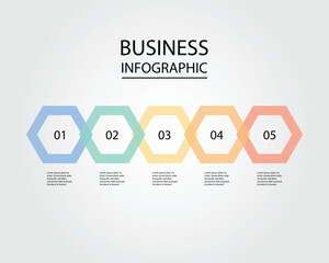 Business Infographic modern design template for banners and infographics for 5 pentagon timeline step 