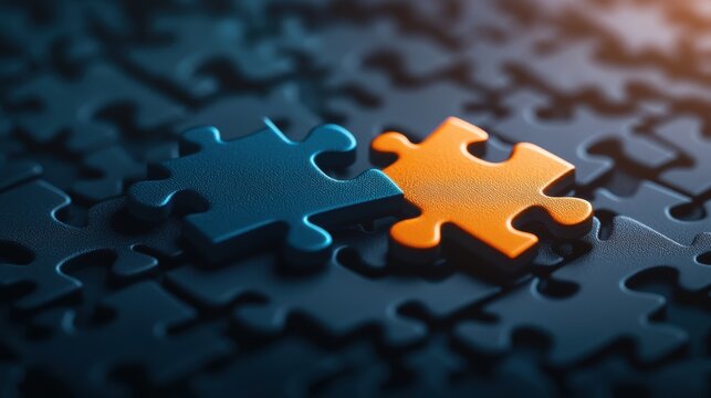 A Close-Up View of Two Puzzle Pieces Connecting with a Glowing Effect, Symbolizing Collaboration and Seamless Partnership in a Modern Context
