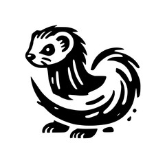 Ferret Illustration: A Stylish Black and White Graphic Design of a Cute Ferret