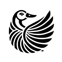 Abstract Black and White Duck: Geometric Bird Art Print, Minimalist Animal Design, Elegant Monochrome Illustration, Stylish Graphic Symbol