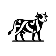 Monochrome Cow Illustration: Elegant Vector Graphic of a Black and White Cow, Perfect for Dairy or Farm Branding