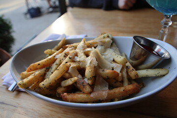 Plate of fries at a restaurant in downtown Columbus, Ohio.