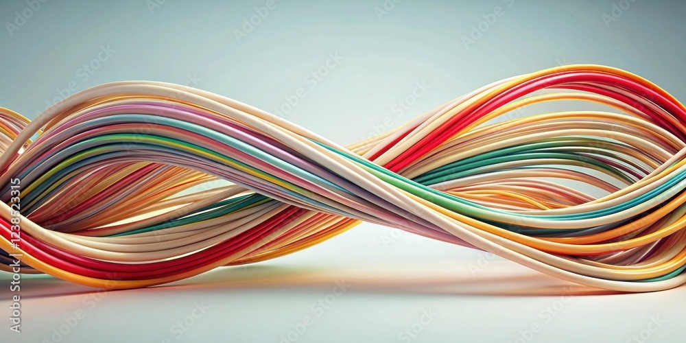 Aufkleber Abstract Colorful Intertwined Ribbons Flowing in a Smooth Wave Pattern