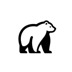 Polar Bear Minimalist Logo Design: Arctic Animal Icon, Vector Graphic Illustration