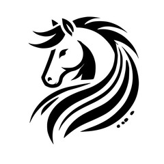Elegant Horse Abstract Art: Black and White Equine Design, Graceful Minimalist Vector Graphic, Stylish Animal Logo, Modern Image, Symbol Illustration