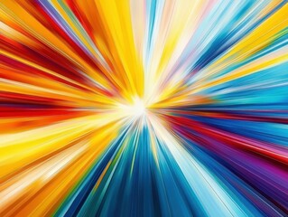 Obraz premium Abstract Burst of Color, Vibrant Rays of Red, Yellow, Blue, and Purple