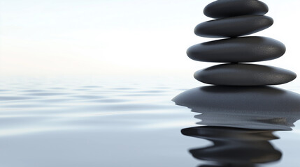 Fototapeta premium pebbles balanced in zen pool