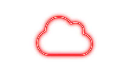 Neon symbol cloud icon red color glow with transparent background